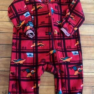 Cozy Red Plaid Kids Footie Pajamas